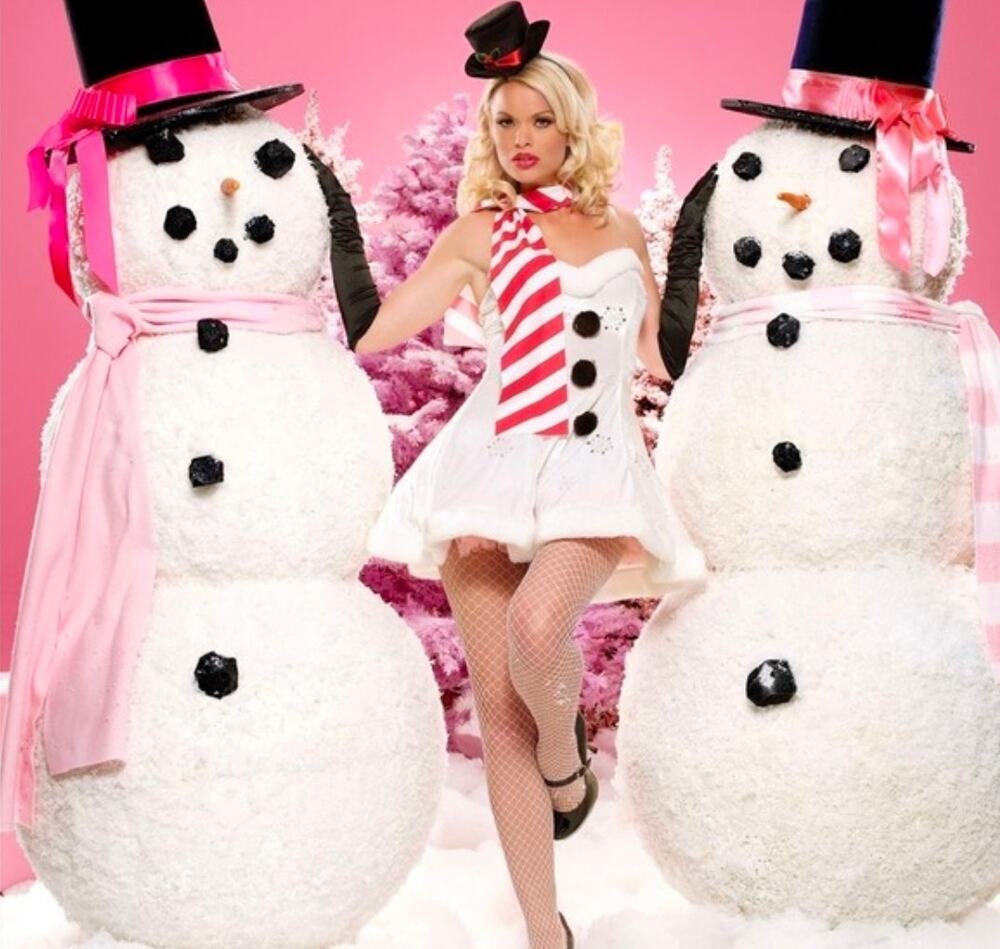Sexy Frosty The Snowman Miss Winter Wonderland Velvet Dress Christmas Costume